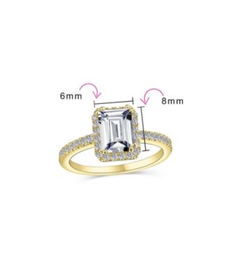Art Deco Style 3CT Halo CZ Emerald Cut Promise Ring in Rose Gold Plated Sterling Silver