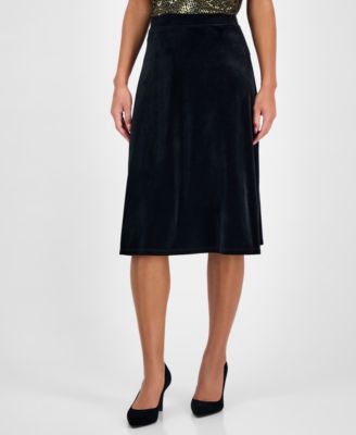 Women's Velvet A-Line Midi Skirt, Regular & Petite
