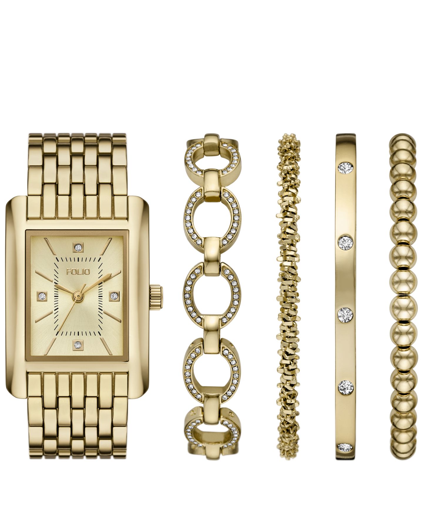 Женские часы Folio Quartz Three-Hand Gold Alloy Watch Set, 36mm — фото 1