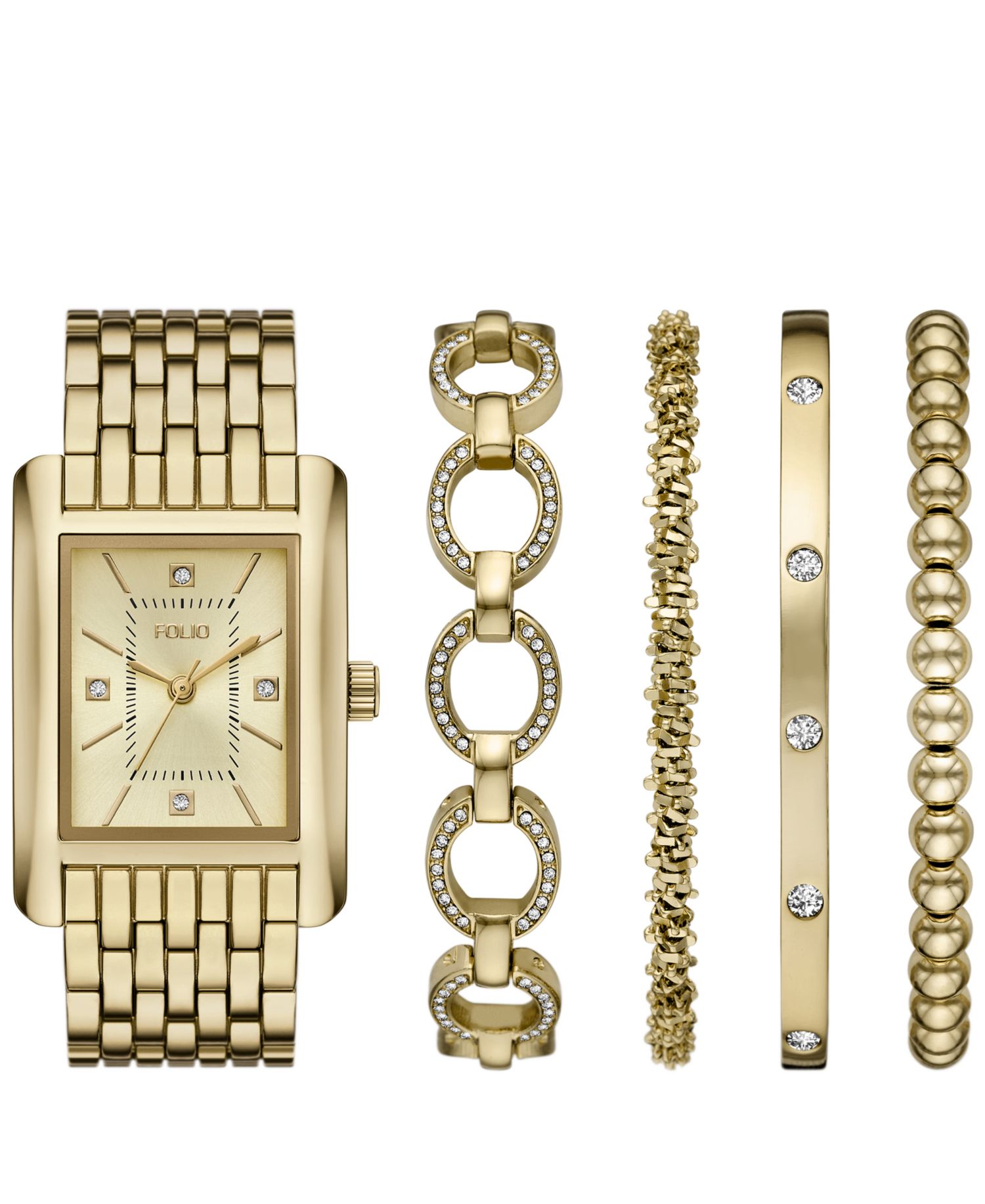 Women's Quartz Three-Hand Gold Alloy Watch Set, 36mm