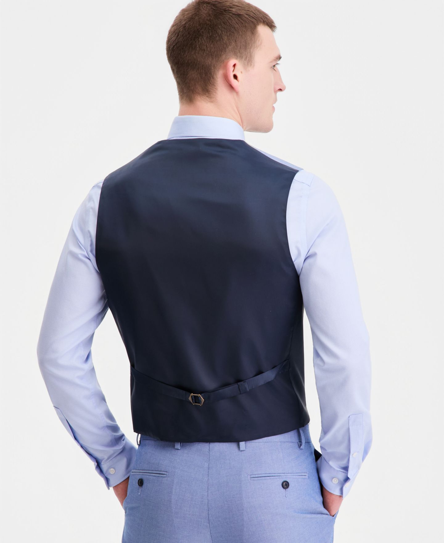 Мужской жилет Tommy Hilfiger Modern-Fit TH Flex Stretch Cotton Suit Separate Vest, цвет: Синий — фото 2