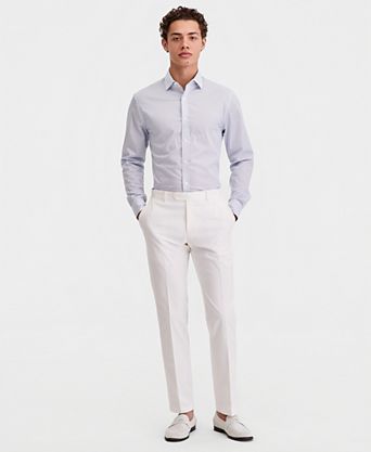 white slim fit dress pants Mens Satin Shiny Formal Party and Wedding Trousers White / Dress Size Pants: 50 hemmed and unfinished at the bottom Men's White Dress Pants |