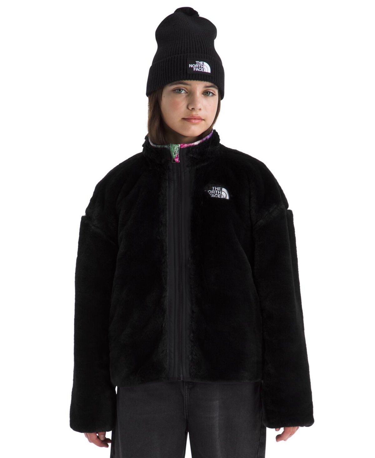 The North Face Girls 6-16 Printed Reversible Shasta Short Parka Jacket In Multi