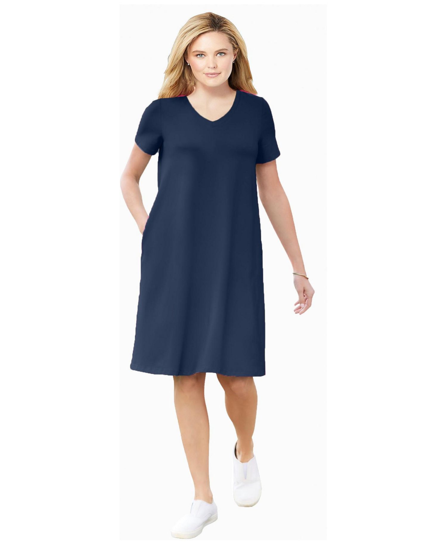 Plus Size Within Perfect Short-Sleeve V-Neck Tee Dress