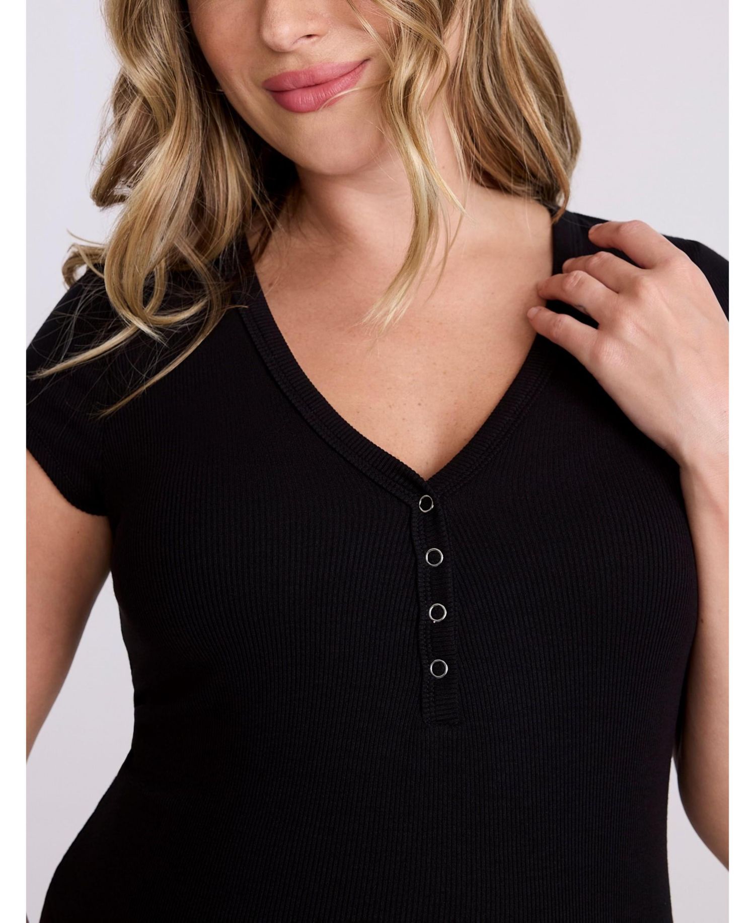 Women's Short Sleeve Henley Bodycon Maxi Dress - Motherhood