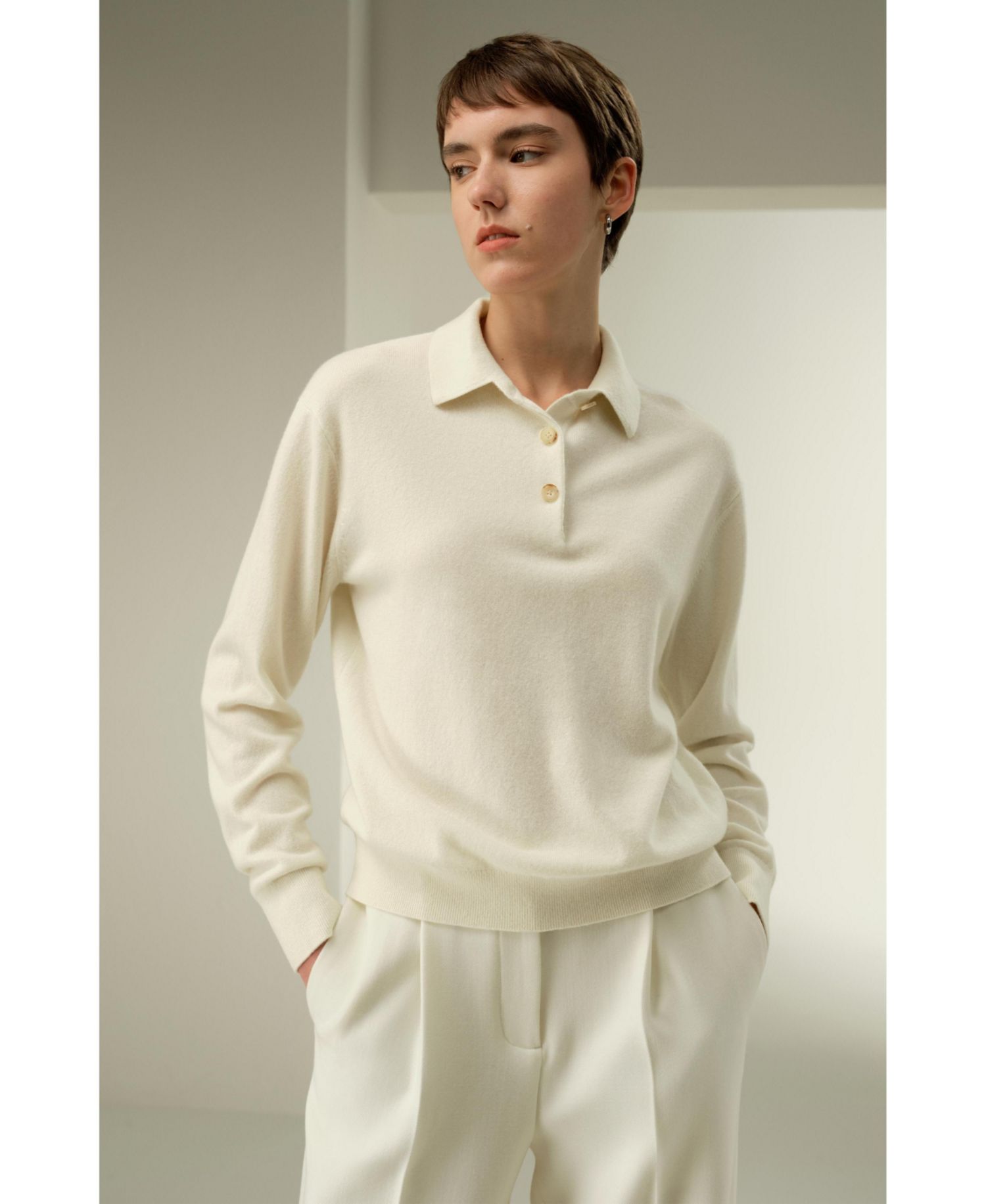 Women's Baby Cashmere Polo Shirt