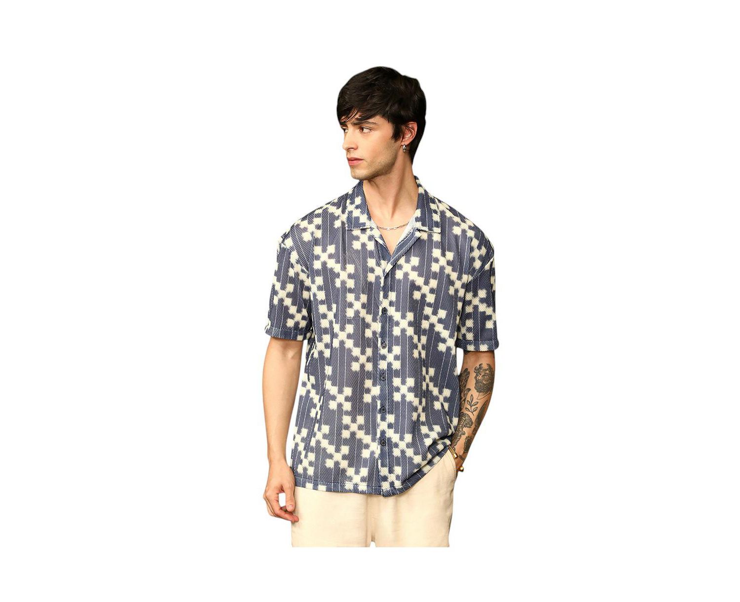 Men's Dice Mesh Oversized Shirt