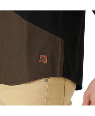 Men's Black & Olive Green Contrast Panel Shirt