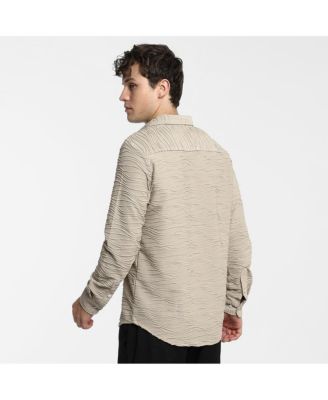 Men's Cloud Grey Self-Design Wave Shirt