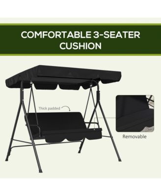 Outsunny 3-Person Patio Swing Chair with Adjustable Canopy