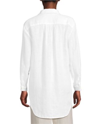 Women's Linen Roll Sleeve Relaxed Tunic Top