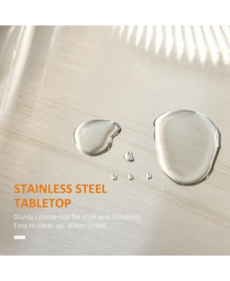 White Kitchen Cart: Stainless Top, Drawer, Towel/Spice Rack, Wheeled