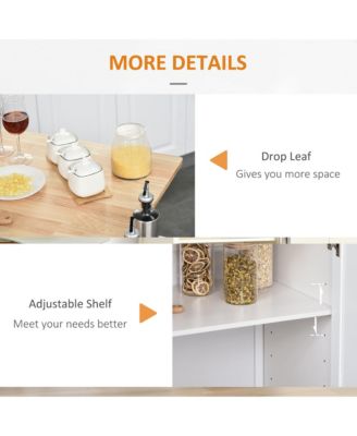 White Kitchen Assistant: Island Cart with Drop Leaf and Storage