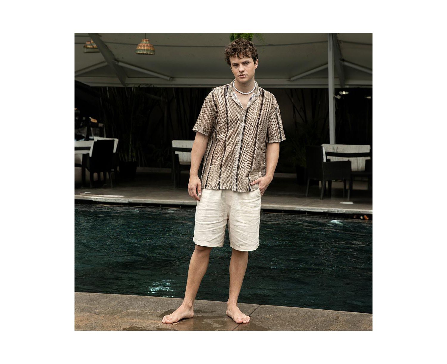 Men's Striped Knit Oversized Shirt