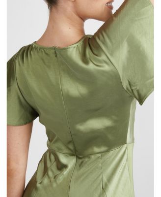 Women's Flutter Sleeve Satin Bridesmaid Dress