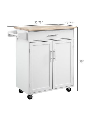Black Kitchen Companion: Utility Cart with Wheels, Drawer &amp; Cabinet