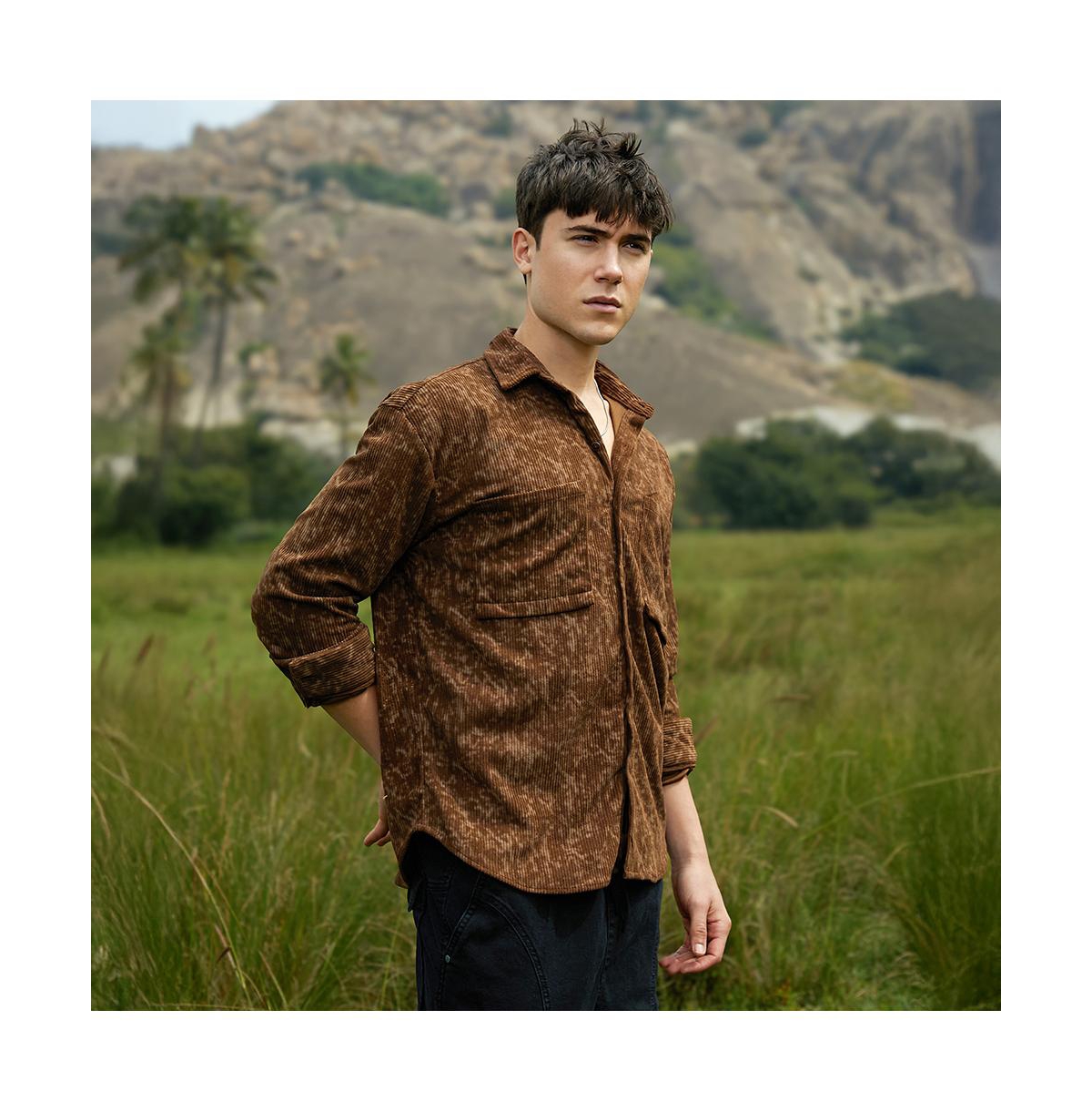 Campus Sutra Men's Faded Corduroy Oversized Shirt
