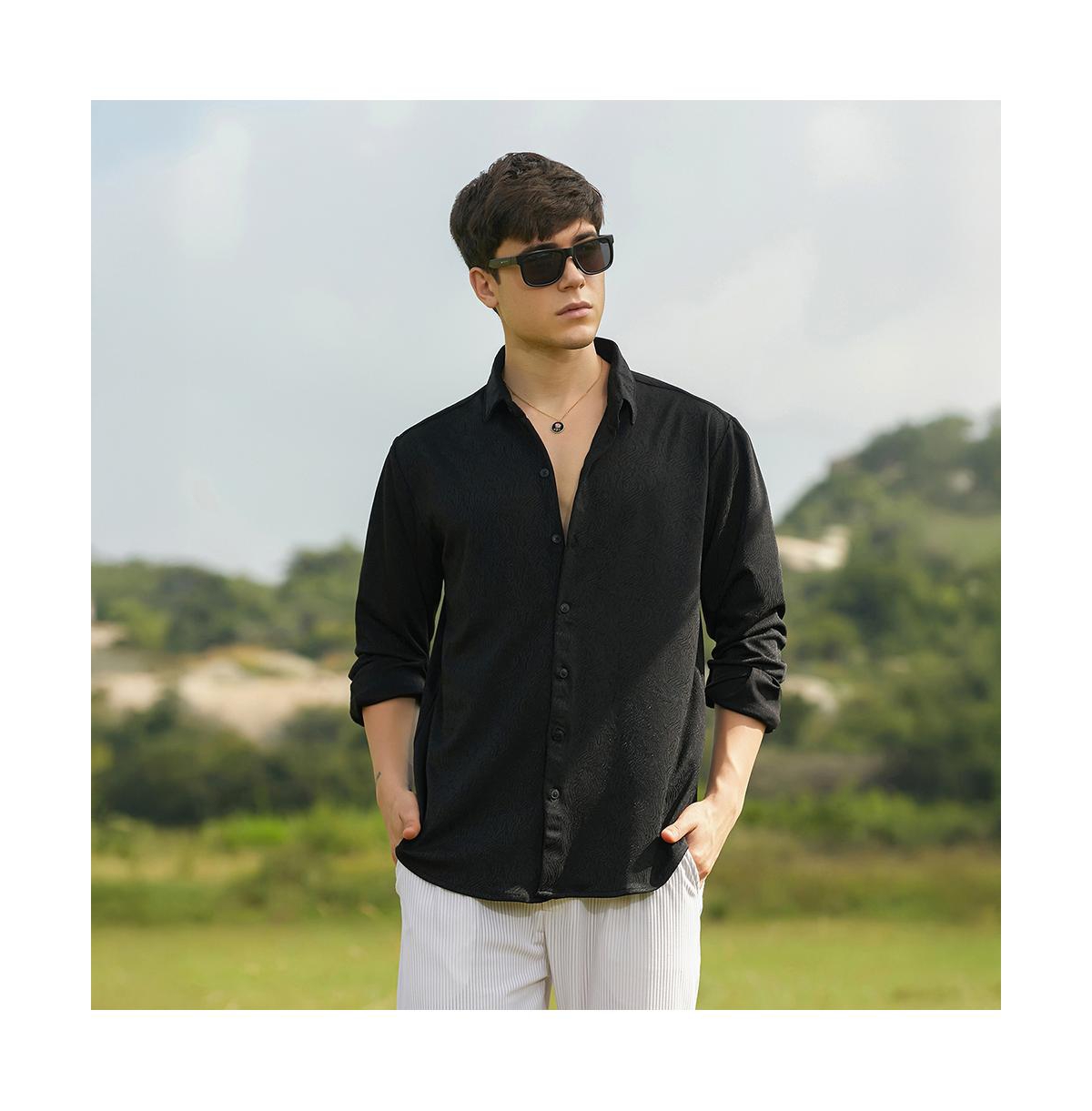 Campus Sutra Men's Crimp-Tactile Shirt