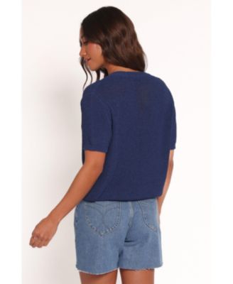 Women's Gemma Short Sleeve Bow Cardigan - Navy