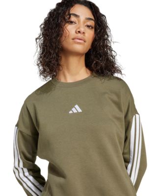 Women's Essentials 3-Stripes Fleece Crew Neck Sweatshirt