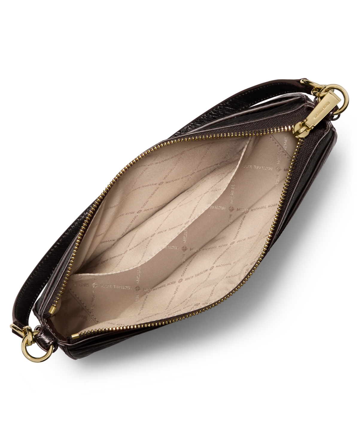 Michael Kors Jet Set Top Zip Pouchette Crossbody Bag In Brown