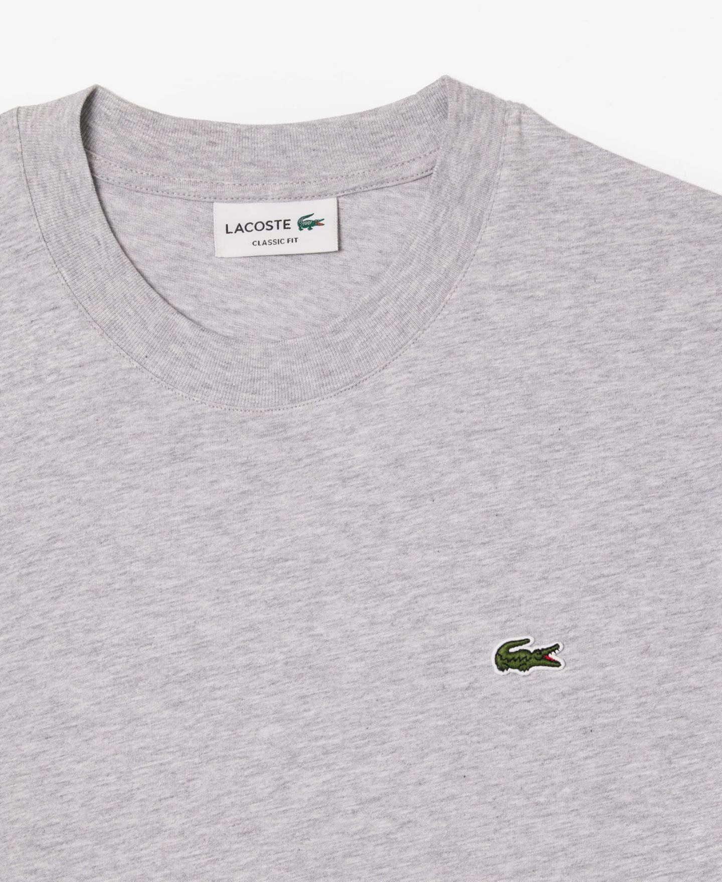 Мужская футболка Lacoste Classic-Fit Crewneck Logo, цвет: Серебряный — фото 6
