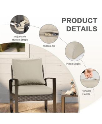 Outdoor Chair Cushions Set, 24"x24", Water Resistant Outdoor Deep Seat Cushions with Handle & Adjustable Straps.