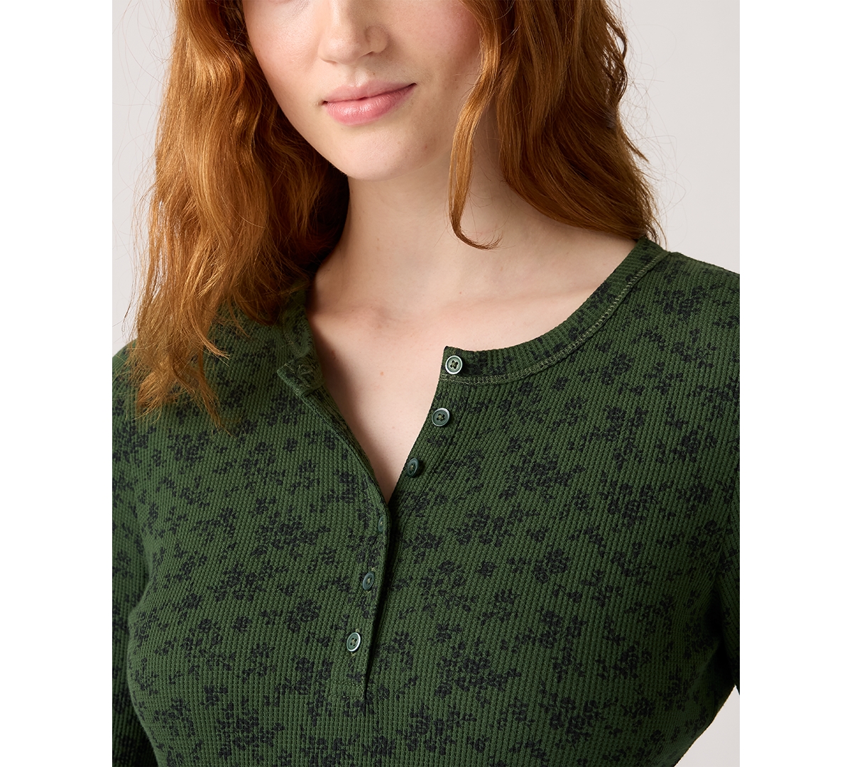 Levi's Women's Dana Henley Long Sleeve Top In Green