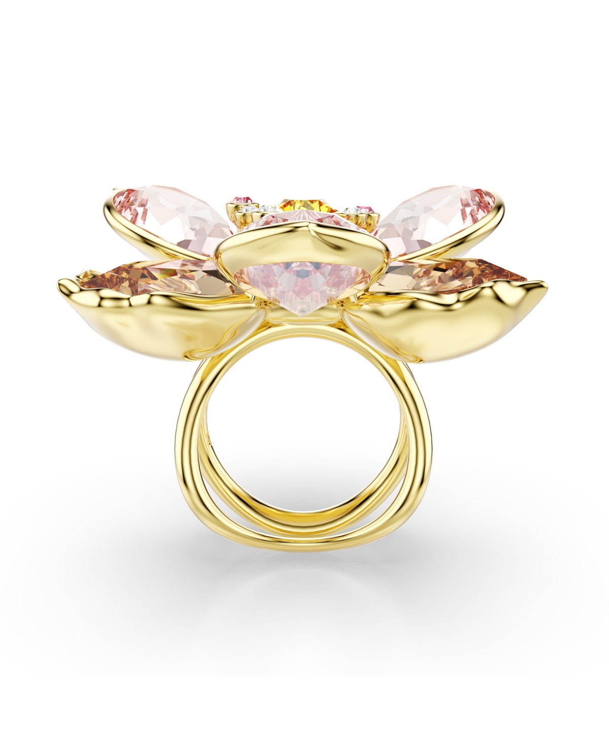Swarovski Idyllia Multicolored Gold-tone Plated Motif Ring In Gold
