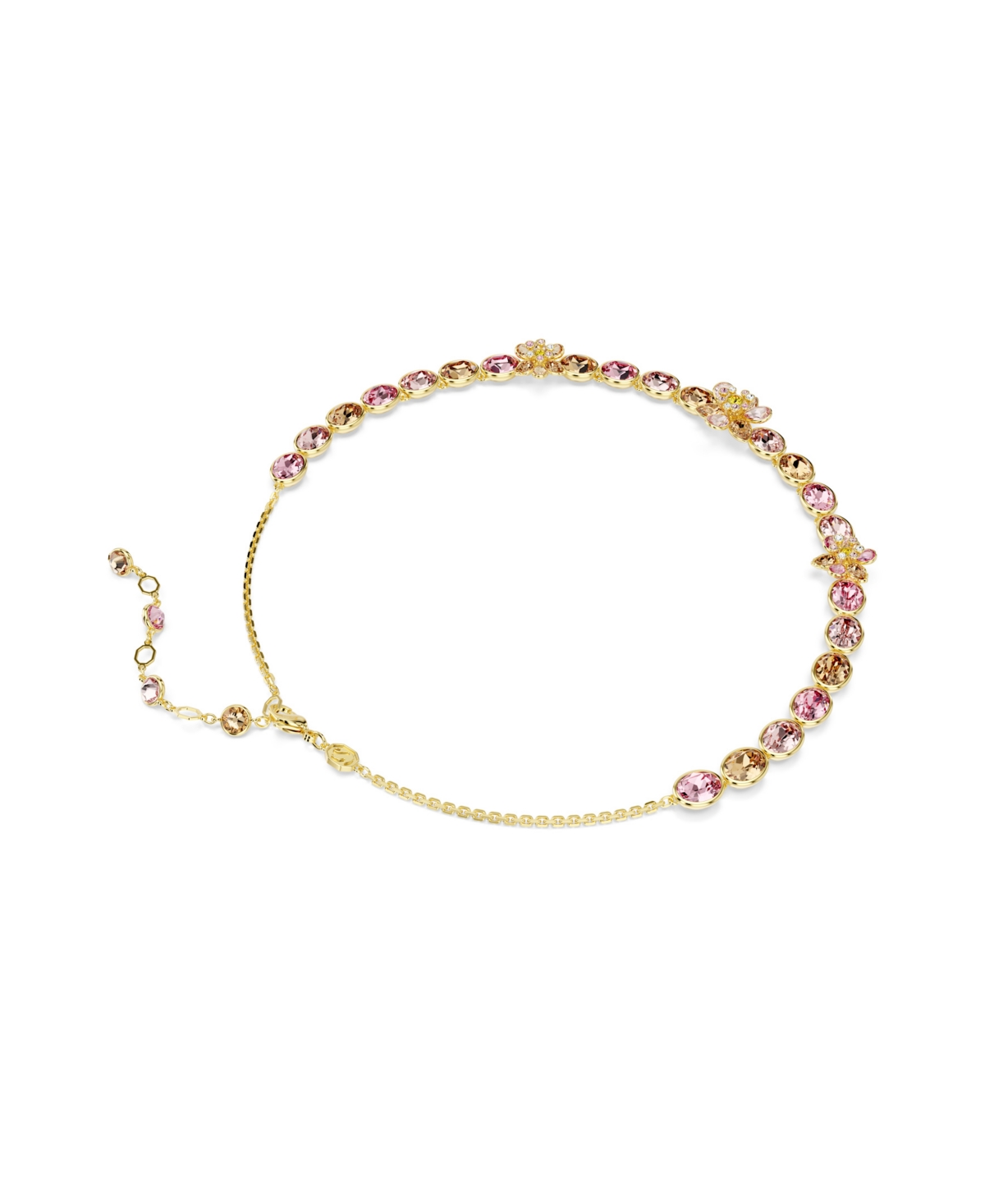 Swarovski Idyllia Mixed Cuts Crystal Flower Necklace In Pink