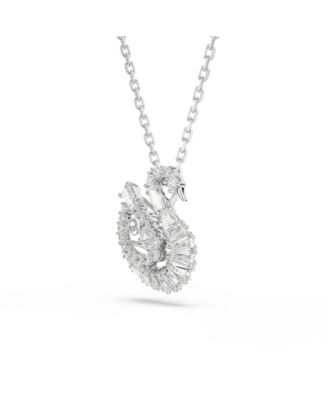 Swan Rhodium Plated Pendant Necklace