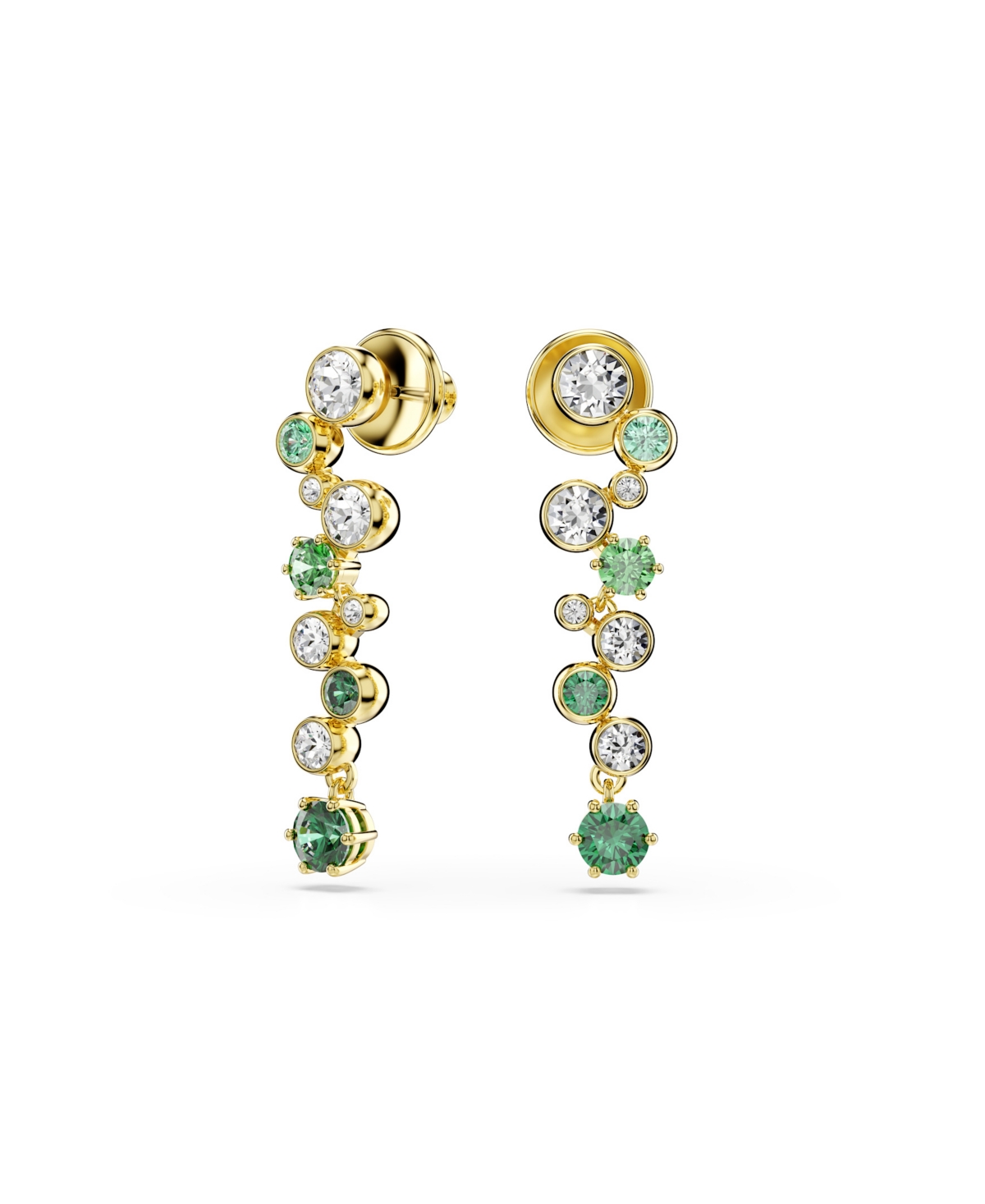 Swarovski Constella Gold-tone Plated Drop Earrings In Green