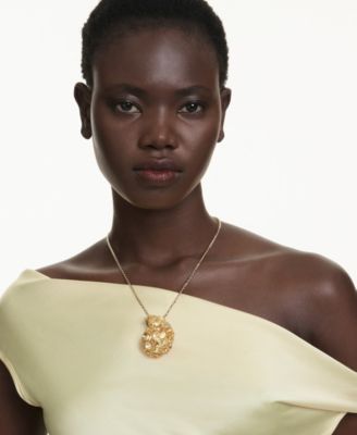 Gema Gold-Tone Plated Brooch anf Pendant Necklace