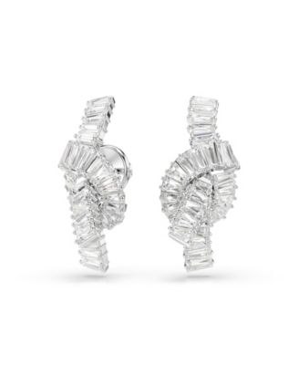 Matrix  Rhodium Plated Baguette Cut Earrings