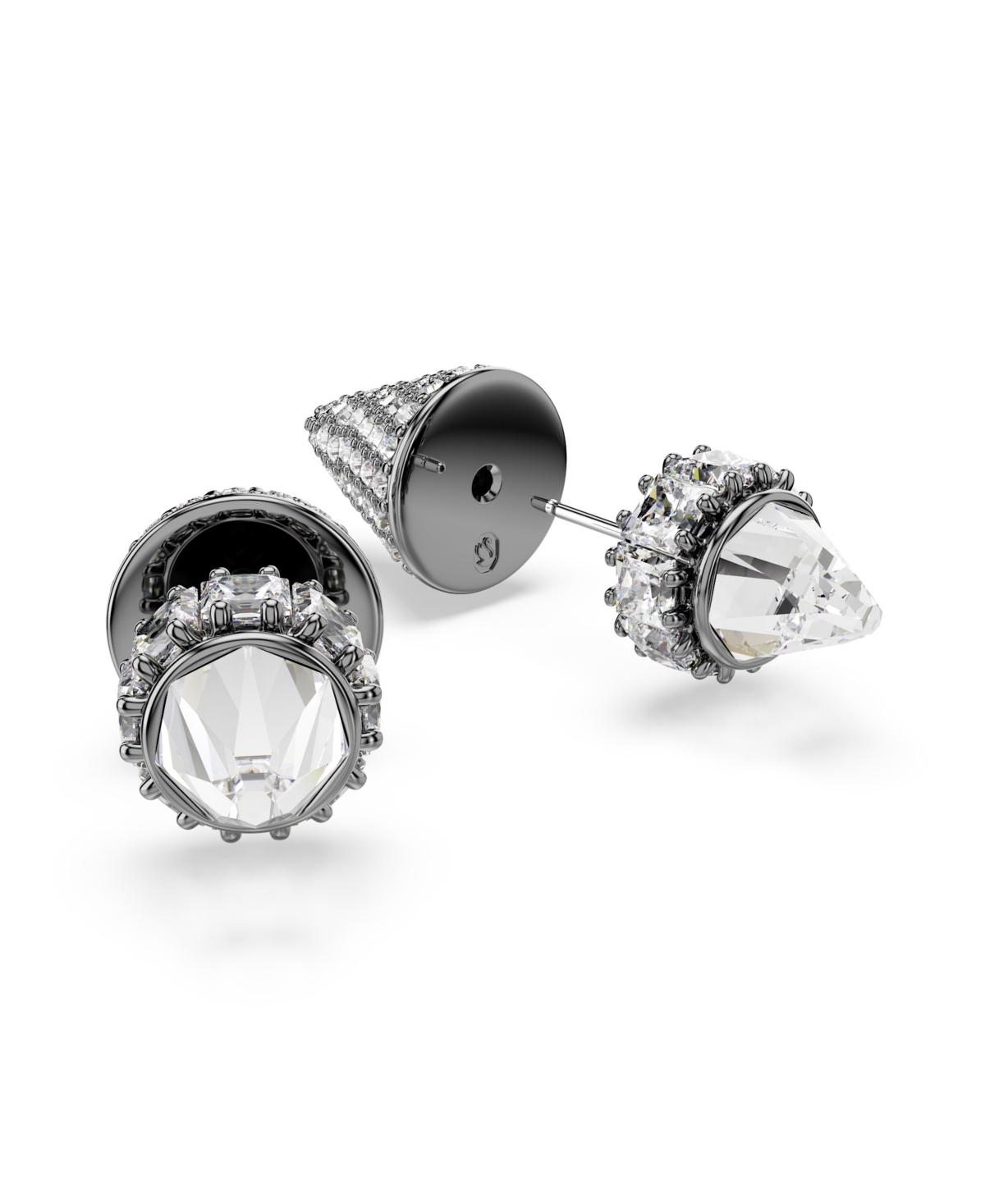Swarovski Sublima Ruthenium Plated Stud Earrings In Gray