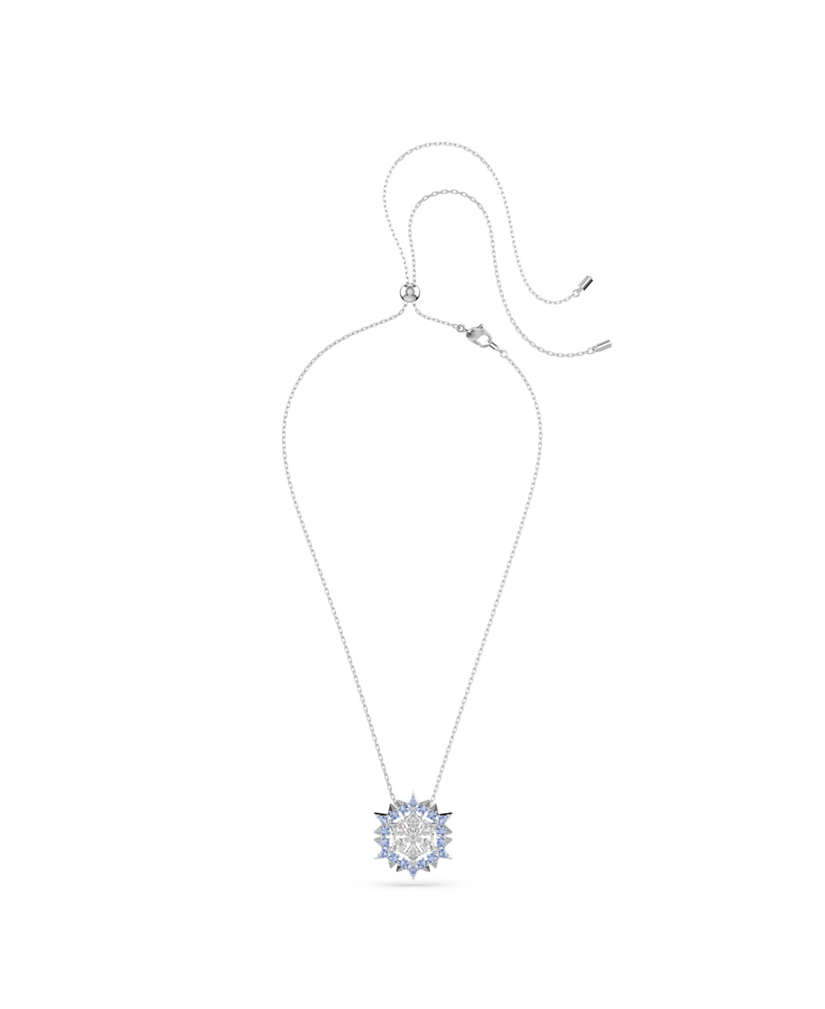 Swarovski Magic Rhodium Plated Brooch And Pendant Necklace In Blue