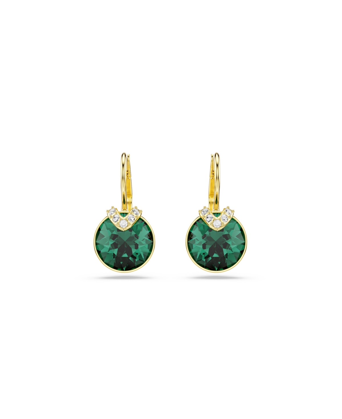 Swarovski Bella V Gold-tone Plated Drop Earrings In Green