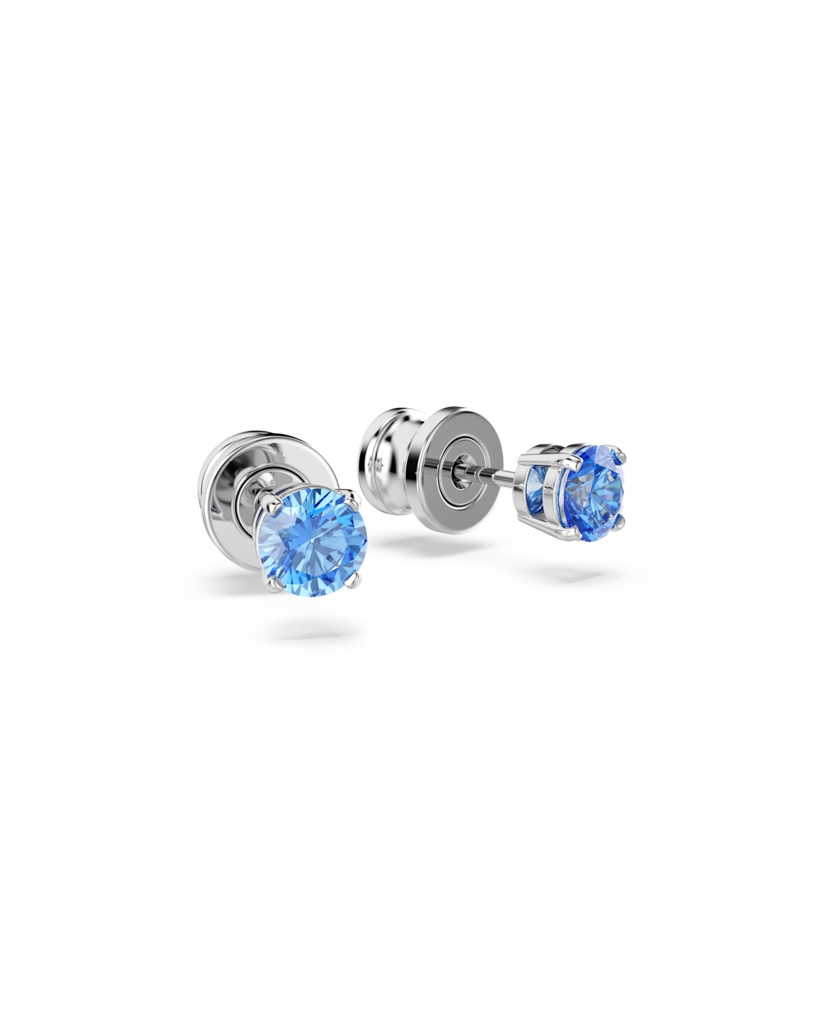 Swarovski Stilla Attract Rhodium Plated Stud Earrings In Blue