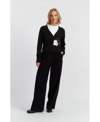 Women's Wool-Cashmere Snoopy Peekabow Cardigan