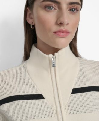 Women's Open Stitch Full Zip Stripe Jacket