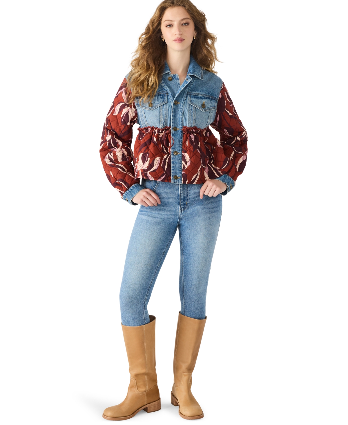 Steve Madden Caddie Quilted Denim Jacket In Multi