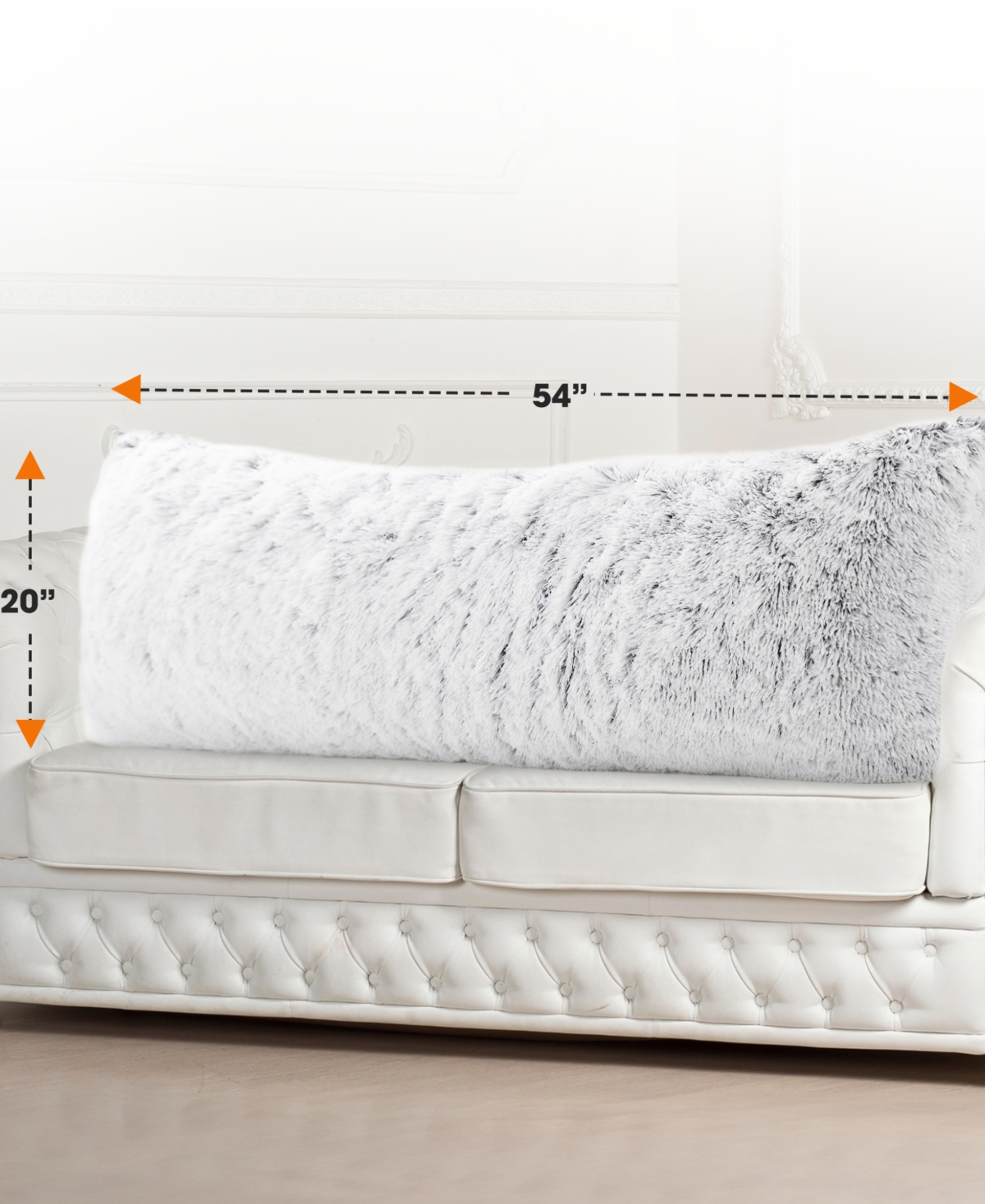 Cheer Collection Faux Fur Body Pillow, 20" X 54" In Gray