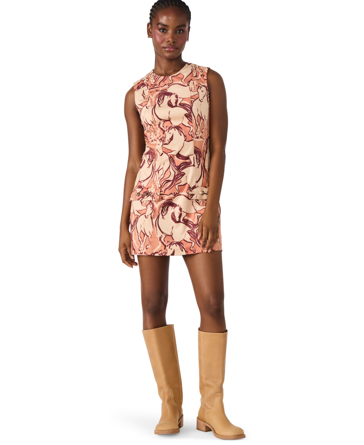 Steve Madden Averi Equestrian Print Sleeveless Minidress In Multi