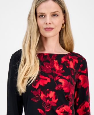 Petite Printed 3/4-Sleeve Sheath Dress