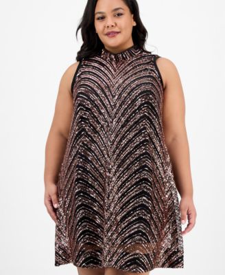 Plus Size Sequin Bow-Back Sleeveless Shift Dress