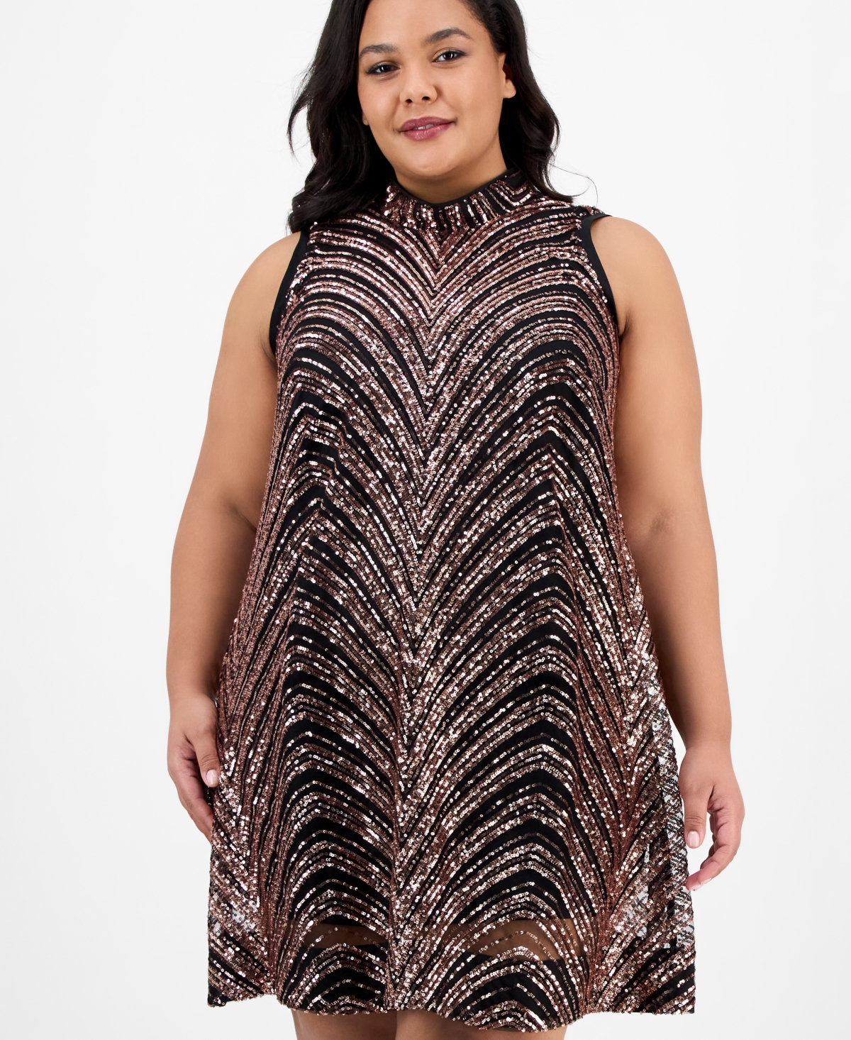 Robbie Bee Plus Sequin Bow-Back Sleeveless Shift Dress