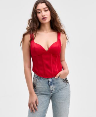 GUESS Women's J'Adore Sleeveless Sweetheart Corset Top - Macy's