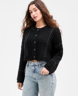 GUESS - Women's Kaori Mixed-Knit Cardigan