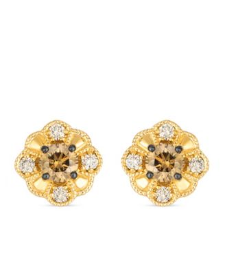 Nude Diamond (0.18 ct. t.w.) and Chocolate Diamond ( 0.46 ct. t.w.) Earrings in 14K Honey Gold