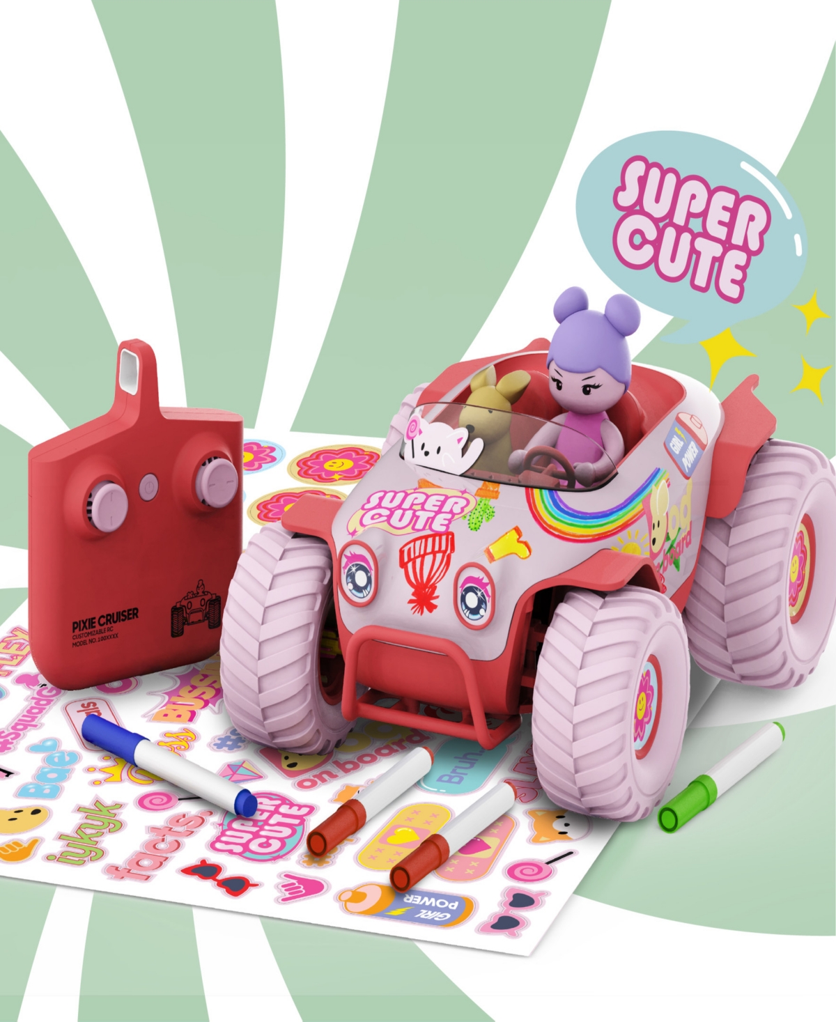 Sharper Image Pixie Cruiser Doodle Customizable Remote-control Car In Pink